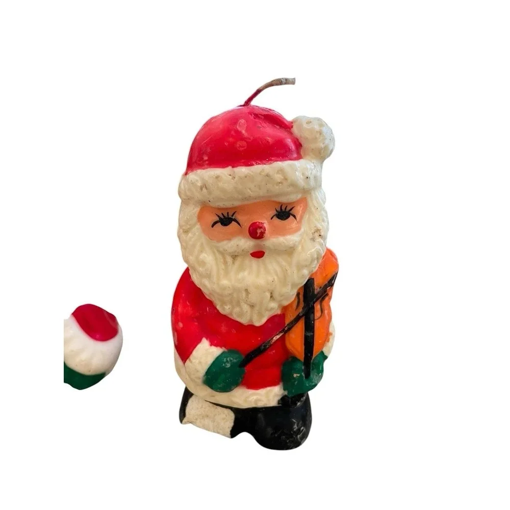 Vintage Christmas Candles Lot 8 Mid Century Red Green Santa Snowman Caroler MCM